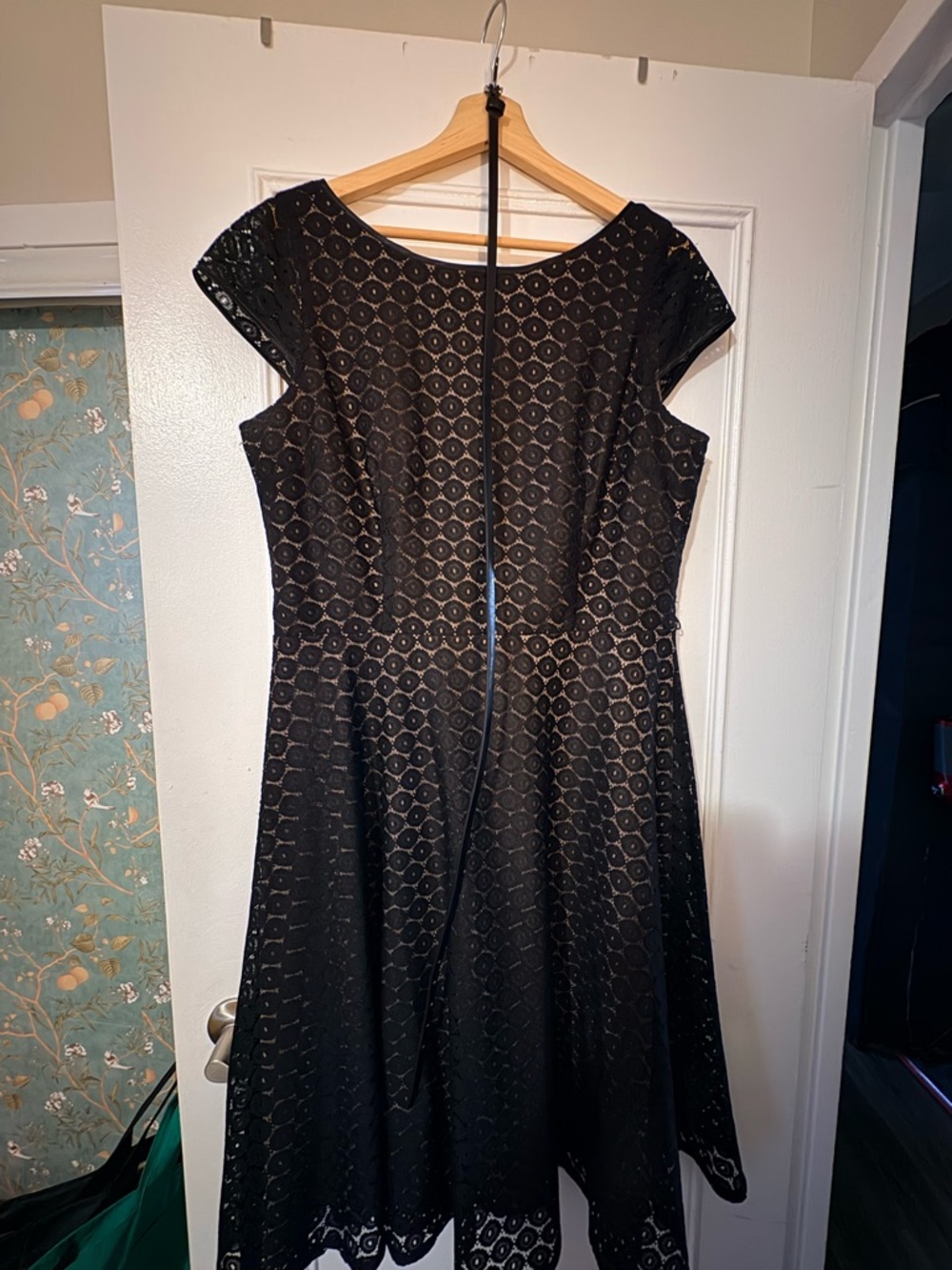 Black Lace Fit-and-Flare Dress - Elegant Women's Dress